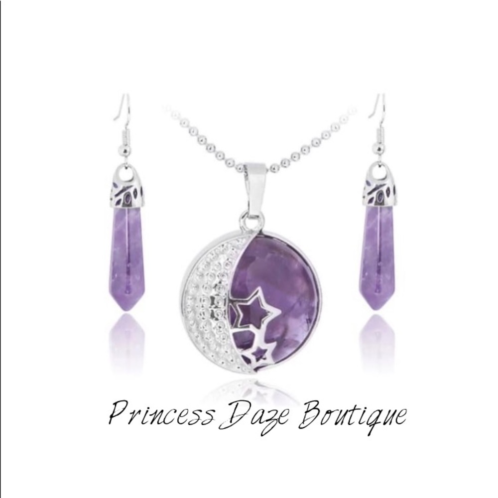 STARGAZER‎ Amthyst Natural Stone Jewelry Set